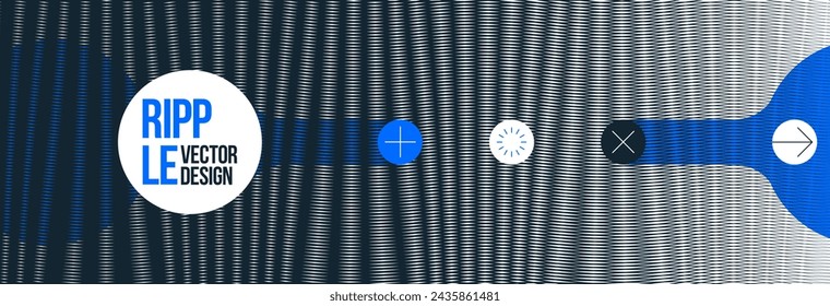 Moire vector abstract background, linear contrast virtual digital effect image, hypnotic texture, optical art trendy modern style, black and white distorted grid.