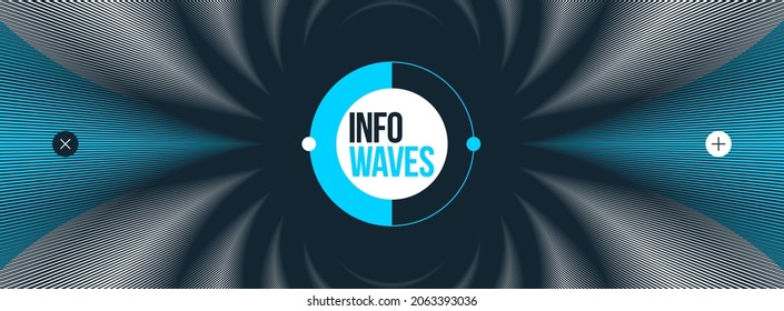 Moire Wave Vector Abstract Background, Linear Contrast Virtual Digital Effect Image, Hypnotic Texture, Optical Art Trendy Modern Style, Black And White Distorted Grid.