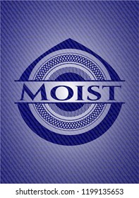 Moist emblem with denim texture
