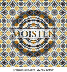 Moisten arabic badge background. Arabesque decoration. 