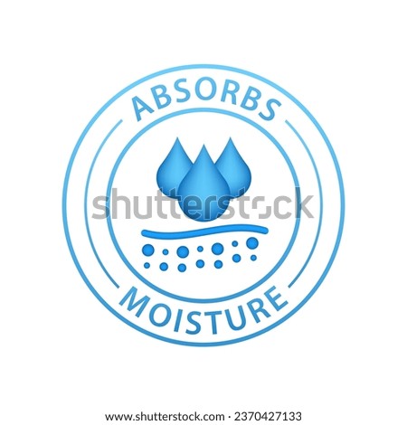 Moisture absorb badge logo design. Suitable for business, beauty, information and product label. Sanitary care symbol. Moisture absorbing. Drops isolated on white background. Vector illustration