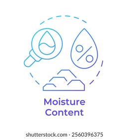 Moisture content test blue gradient concept icon. Measuring amount of water in ground. Geotech exploration. Round shape line illustration. Abstract idea. Graphic design. Easy to use in presentation