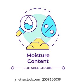 Moisture content test multi color concept icon. Measuring amount of water in ground. Geotech exploration. Round shape line illustration. Abstract idea. Graphic design. Easy to use in presentation