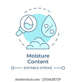 Moisture content test soft blue concept icon. Measuring amount of water in ground. Geotech exploration. Round shape line illustration. Abstract idea. Graphic design. Easy to use in presentation