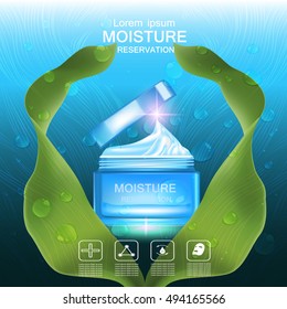  moisture cream reservation, Improves moisture absorption for skin care in the green seaweed