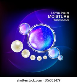 Moisture cream reservation, Improves moisture absorption for skin care. Background Vector Concept with pearls and ellipse lighting effect