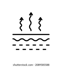 Moisture Evaporation of Skin Line Icon. Skin Water Loss Pictogram. Skin Structure and Arrows Up Moisture Wicking Process, Skin Odor Concept Outline Icon. Editable Stroke. Vector Illustration.