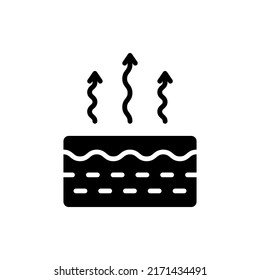 Moisture Evaporation of Skin Silhouette Icon. Skin Water Loss Pictogram. Skin Structure and Arrows Up Moisture Wicking Process, Skin Odor Concept Black Icon. Vector Illustration.