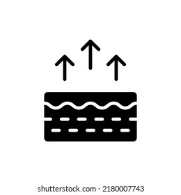 Moisture Evaporation of Skin Silhouette Icon. Skin Water Loss Pictogram. Skin Structure and Arrows Up Moisture Wicking Process, Skin Odor Concept Icon. Isolated Vector Illustration.