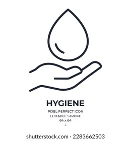 Icono de contorno de trazo editable por concepto de humedad e higiene aislado en la ilustración plana del vector de fondo blanco. Pixel perfecto. 64 x 64.