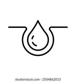 Moisture icon. Simple outline style. Moisturizing cream, skincare, skin, absorption, absorb, soft, water, moist, dermatologist concept. Thin line symbol. Vector illustration isolated.