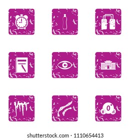 Moisture icons set. Grunge set of 9 moisture vector icons for web isolated on white background