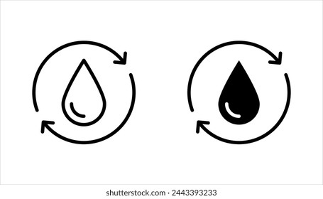 Conjunto de iconos de línea de humedad, signo de cuidado de la piel de crema hidratante para el embalaje de cosméticos. ilustración vectorial sobre fondo blanco