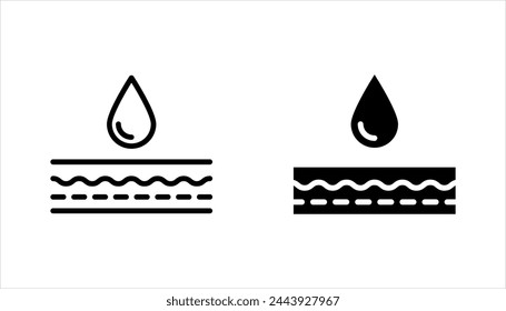Moisture line icon set, moisturizing cream skincare sign for cosmetics packaging. vector illustration on white background
