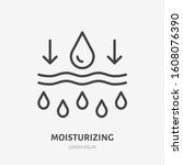 Moisture line icon, vector pictogram of moisturizing cream. Skincare illustration, sign for cosmetics packaging.