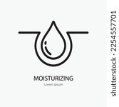 Moisture line icon, vector pictogram of moisturizing cream. Skincare illustration, sign for cosmetics packaging.