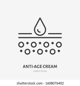 Moisture line icon, vector pictogram of moisturizing cream. Skincare illustration, sign for cosmetics packaging.