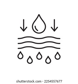 Moisture line icon, vector pictogram of moisturizing cream. Skincare illustration, sign for cosmetics packaging.