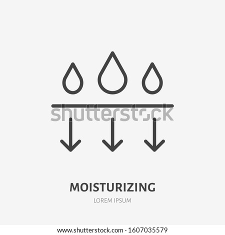 Moisture line icon, vector pictogram of moisturizing cream. Skincare illustration, sign for cosmetics packaging.