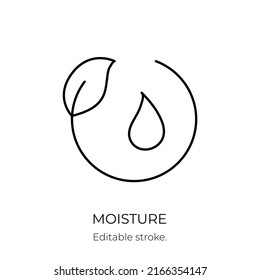 Moisture and nutrition icon for revitalizing and hydrating face beauty product. Editable stroke. Vector stock illustration isolated on white background for packaging design. EPS10 