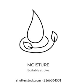 Moisture and nutrition icon for revitalizing and hydrating face beauty product. Editable stroke. Vector stock illustration isolated on white background for packaging design. EPS10 