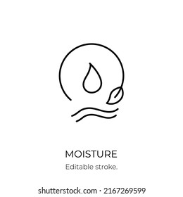 Moisture and nutrition icon for revitalizing and hydrating face beauty product. Editable stroke. Vector stock illustration isolated on white background for packaging design. EPS10 