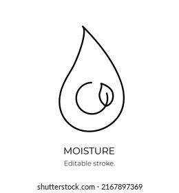 Moisture and nutrition icon for revitalizing and hydrating face beauty product. Editable stroke. Vector stock illustration isolated on white background for packaging design. EPS10 