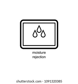 Moisture Rejection Icon. Tab with Water Drop Symbols. Vector Icon.