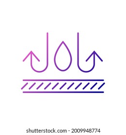 Moisture resistant outline icon. Waterproof fabric feature. Textile industry. Fiber type. Gradient symbol