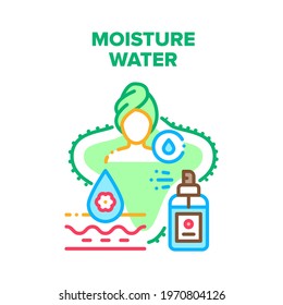 Moisture Water Vector Icon Concept. Micellar Moisture Water For Moisturizing Skin After Shower, Liquid Spray Bottle For Body Or Face Skincare. Beauty Cosmetic Treatment Color Illustration