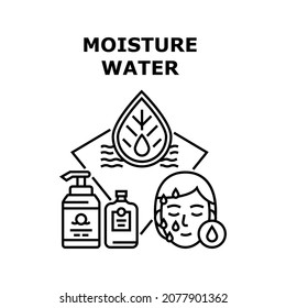 Moisture Water Vector Icon Concept. Cosmetician Moisture Water Packaging For Treatment And Applying For Healthcare Facial And Body Skin. Skincare Moisturizing Cosmetic Black Illustration