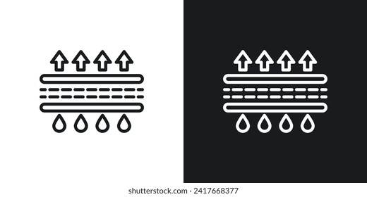 Moisture wicking icon designed in a line style on white background.