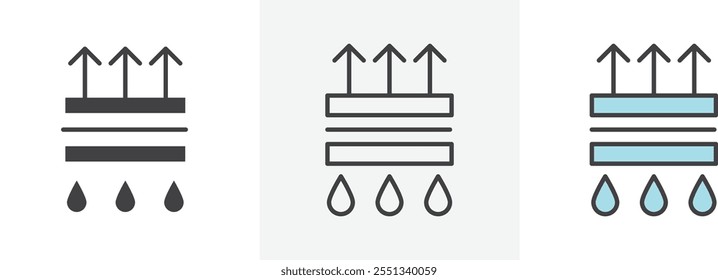 Umidade wicking ícone pack. Ilustração vetorial. EPS10