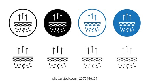 Moisture wicking icon Thin line art collection