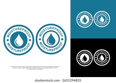 Logotipo à prova de umidade com um gotejamento. Indica resistência à água e umidade. Ideal para rotulagem de produtos.