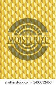 Moisturize shiny golden emblem. Scales pattern. Vector Illustration. Detailed.
