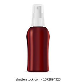 Moisturized spray cosmetic bottle mock up. Vector illustration. Blank template for your design. Dispenser spray lid container.