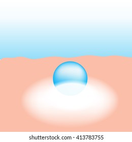 Moisturizer absorb on the human skin with white glow light absorption infographic vector 
