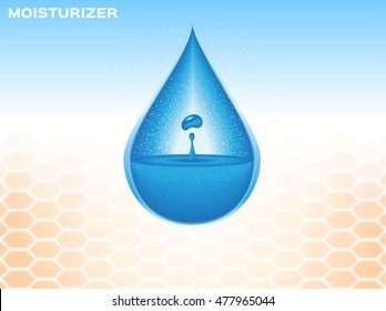 moisturizer apply on skin , blue drop moisturizer