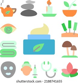 Moisturizer cream leaf icon in a collection with other items