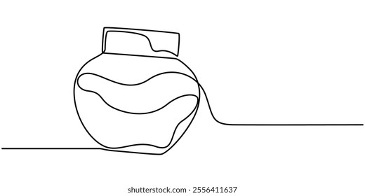 Moisturizer, Face Cream continuous line art, Skin Care continuous line drawing with color shapes, Cream Line Icon, Continuous line drawing of hand holding hygienic cream. Skin care, treatment.