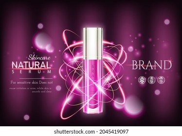 moisturizing cosmetic  ads and bottle skin care pink background with premium light effectand flower. 3d illustration