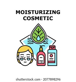Concepto de Icono del vector estético hidratante. Cosmética Higiénica De Crema Y Loción Elaborada Con Ingredientes Naturales Ecológicos Limpios. Piel Cuidado Humedad Bio Cosmetología Orgánica Ilustración de Color