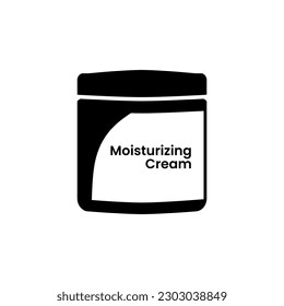 Moisturizing cream bottle black white icon in trendy vector illustration. The best popular cosmetic product in the world. Editable graphic resources for many purposes.