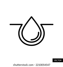 Moisturizing cream, Moisture, Skincare concept vector icon in line style design for website, app, UI, isolated on white background. Editable stroke. EPS 10 vector illustration.