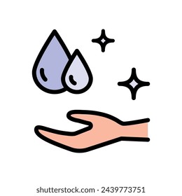 Moisturizing cream, shaving gel or soap foam with water drop, face skin and hand care or body wash color icon. Foam and hand icon, liquid soap and hands washing or hygiene, simple vector.
