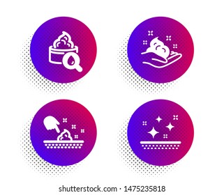 Moisturizing cream, Skin moisture and Skin care icons simple set. Halftone dots button. Face lotion, Wet cream. Beauty set. Classic flat moisturizing cream icon. Vector