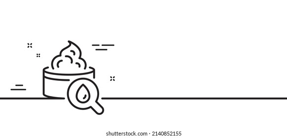 Icono de crema facial hidratante. Señal de cuidado de la piel. Símbolo de loción cosmética. Fondo mínimo de la ilustración de línea. Banner de patrón de icono de la línea crema hidratante. Concepto de plantilla web blanca. Vector