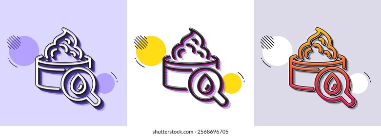 Moisturizing face cream line icon. Halftone dotted pattern. Gradient icon with grain shadow. Skin care sign. Cosmetic lotion symbol. Line moisturizing cream icon. Various designs. Vector