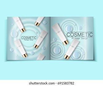Moisturizing face cream package cosmetics design, ads, templates for design light blue cosmetic brochure design can also be used on catalogs or magazines, 3d illustration.